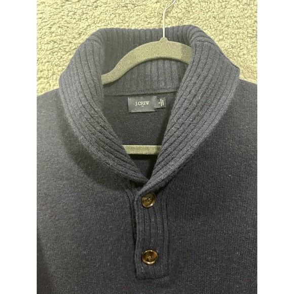 J CREW 100% Lambs Wool Collard 1/4 Button Henley Pullover Sweater Shirt Small - Picture 2 of 7